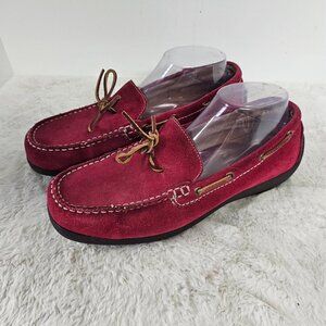 Lands' End Loafers Suede Red Preppy Casual 9.5